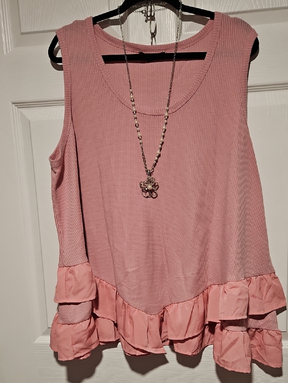 BloomChic Rose Pink Ruffle-Hem Sleeveless Tank
